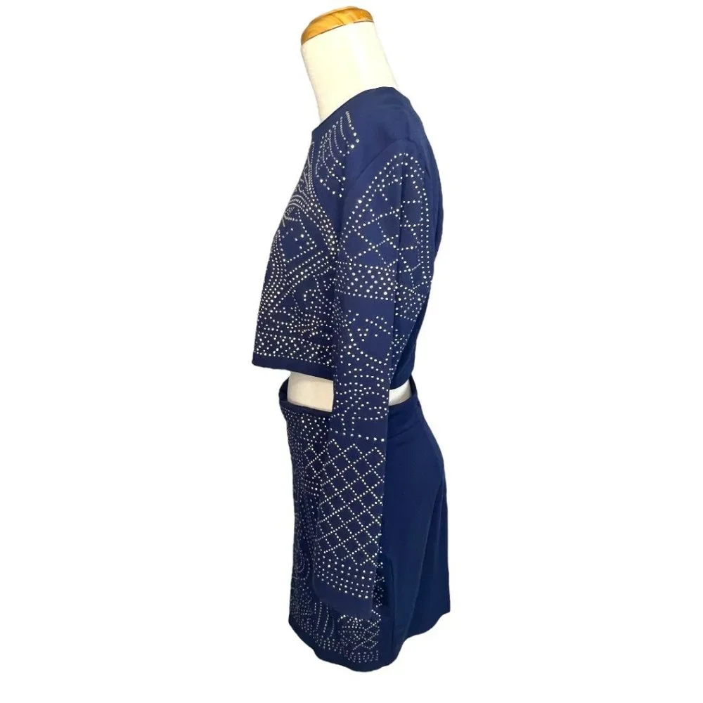 Mea Meor 2 Piece Studded Skirt Set Blue Size M EUC - Picture 6 of 13